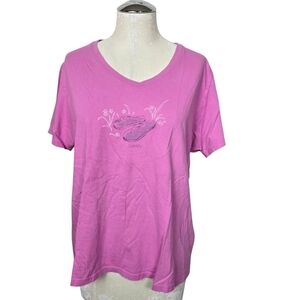 Life Is Good Simplify Thong Sandals Print Pink Short Sleeves Sleep Shirt L